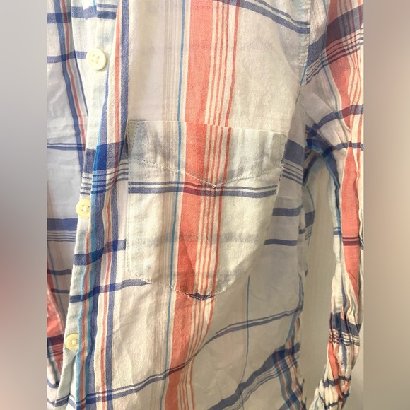 Old Navy pink and blue plaid blouse - Picture 3 of 4